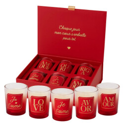 WDMT Luxe geurkaarsen cadeauset – set van 6 rode kaarsen – amour design geurkaars