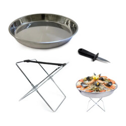 WDMT Ronde zeevruchten serveerschaal – inclusief schaal, houder en oestermes –