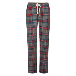 Happy Shorts Dames pyjama broek lang grijs/rood geruit flanel