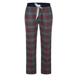 Happy Shorts Heren pyjama broek lang grijs/rood geruit flanel