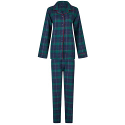 Happy Shorts Dames kerst pyjama set shirt + broek blauw/groen geruit flanel