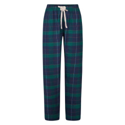 Happy Shorts Dames pyjama broek lang donkerblauw/groen geruit flanel