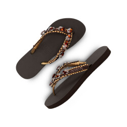 Uzurii Macrame tinkelbel koffie dames slippers, , maat: