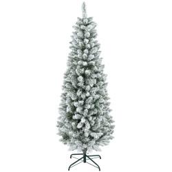 Homcom 4goodz kunstkerstboom slank met sneeuw 180 cm groen/