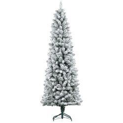 Homcom 4goodz kunstkerstboom slank met sneeuw 210cm groen/