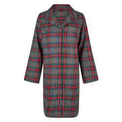 Happy Shorts Dames nachthemd lange mouw flanel rood/grijs geruit