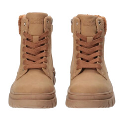 Tommy Hilfiger Dames cognac ecologisch leren enkellaarsjes