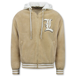 Enos Teddy jas met capuchon oversized baseball jacket