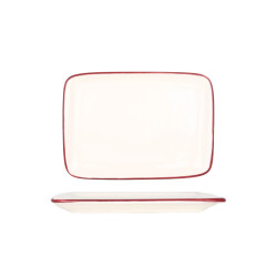 Bonna Serveerschaal linea burgundy porselein 23x16 cm set van 2