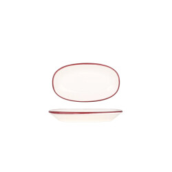 Bonna Serveerschaal linea burgundy porselein 15x8.5 cm set van 4