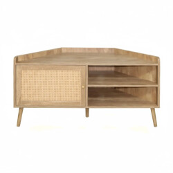 CaliCosy Hoek tv-meubel met 1 deur en rotan front en 2 open nissen l120 cm palmo