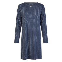 By Louise Dames nachthemd interlock lange mouw donker gestipt