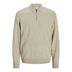 Jack & Jones Jjeemil knit polo half zip ls noos beige