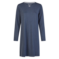 By Louise Dames nachthemd interlock lange mouw donker gestipt