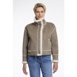 Rino & Pelle faux suede jacket with fur lining beck.7002511 pebble