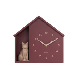 Karlsson wandklok siting cat bordeaux- Ø24,9cm