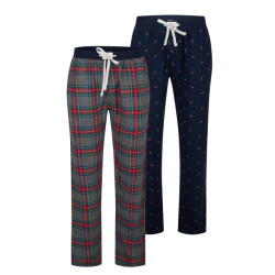 Happy Shorts Heren kerst pyjamabroek lang 2-pack sugar cane/geruit