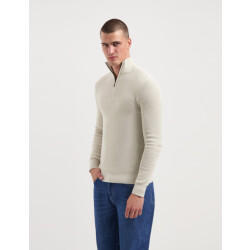 Saint Steve Dominic 240906 90006 stone kleur heren trui met halfzip