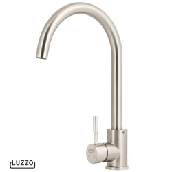 Luzzo ® lesina keuken­ mengkraan brushed steel – hoog model ronde uitloop 100%