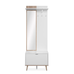 CaliCosy Kledingkast met spiegel en opbergmogelijkheden in decor eiken sonoma en wit h200