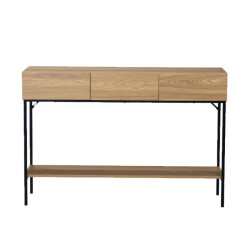 CaliCosy Console met 3 lades en 1 onderste plank, decor van hout en zwart metaal, l120 cm