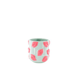 House Vitamin Pot kisses ceramics mint/pink -11x11x11,5cm
