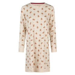 Happy Shorts Dames kerst nachthemd lange mouw wit gingerbread
