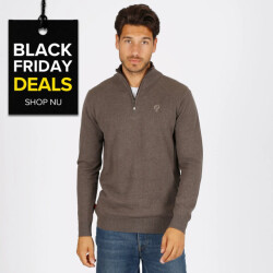 Q1905 Trui kralingen donker taupe melange