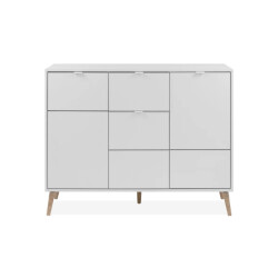 CaliCosy Dressoir met 4 deuren, 3 lades, decor wit en eik l115 cm klint