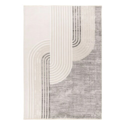 Muratap Vintage japandi vista – luxe vloerkleed creme zilver laagpolig- 200x290 cm