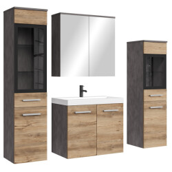 Badplaats Badkamermeubel set mirano 60 x 35 cm donker grijs met kastanje