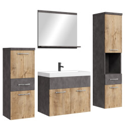Badplaats Badkamermeubel set alba 60 x 35 cm donker grijs met kastanje -
