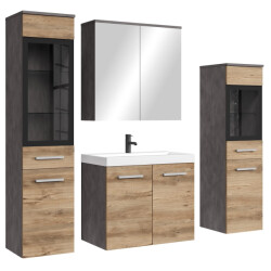 Badplaats Badkamermeubel set mirano 60 x 35 cm donker grijs met kastanje