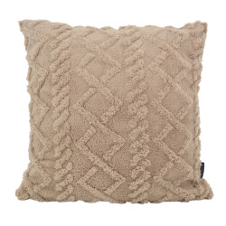 NOVÉE Furry cross taupe | 45 x 45 cm | kussenhoes | polyester