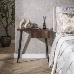 Hoyz nachtkastje carve 1 lade links massief acacia