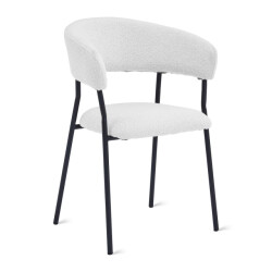 Multifurn Eetkamerstoel ava bouclé ivoor - 80 cm x 53 cm x 58 cm lusje