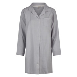 By Louise Dames nachthemd mousseline met knoopjes grijs/blauw
