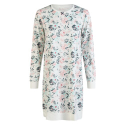 By Louise Dames nachthemd lange mouw wit gebloemd
