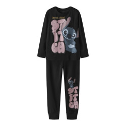 Name It Meisjes lange pyjama set nkfolina stitch zwart
