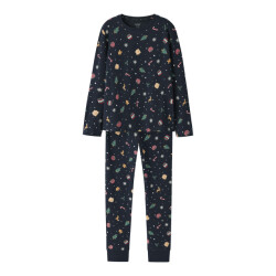 Name It Unisex kinder kerst pyjama set nknvismas donkerblauw