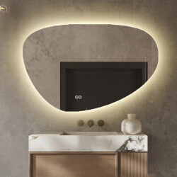 Vtw Living badkamerspiegel met led verlichting asymmetrisch spiegel met