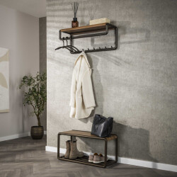 Hoyz kapstok luno roede en hoedenplank 8 haken drift brown