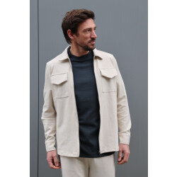 Kultivate 2501030211 luxury zip 221 moonbeam  heren overshirt  kultiv