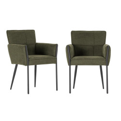 CaliCosy Set of 2 fabric armchairs with metal legs h85 cm elina