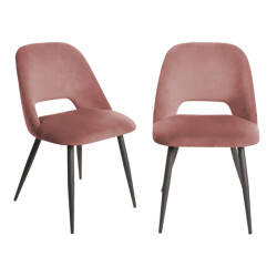 CaliCosy Lot de 2 chaises de séjour en tissu avec piètement en métal noir l58 cm -