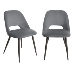 CaliCosy Lot de 2 chaises de séjour en tissu avec piètement en métal noir l58 cm -