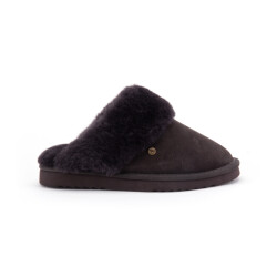 Warmbat Dames instap pantoffels suède flurry donker