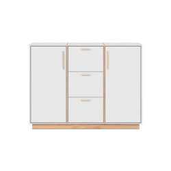 CaliCosy Buffetkast met 2 deuren en 3 lades, wit en hout, l 125 cm split