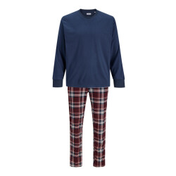 Jack & Jones Heren lounge pyjama set lang jacmixed polyester geruit blauw/rood