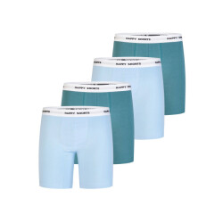 Happy Shorts Heren boxershorts met lange pijpen boxer briefs 4-pack lichtblauw/groen